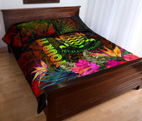 Tuvalu Polynesian Personalised Quilt Bed Set - Hibiscus and Banana Leaves - Polynesian Pride