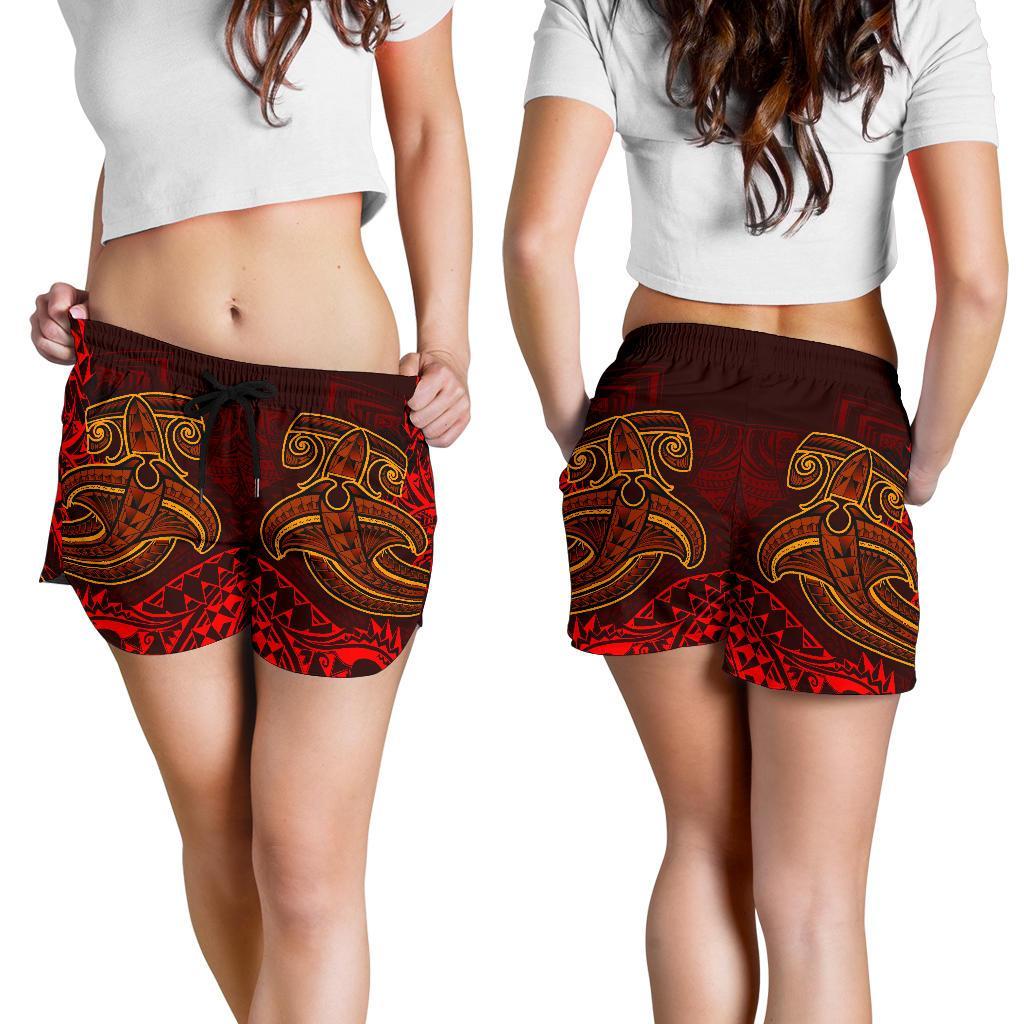 Polynesian Women's Shorts - Red Shark Polynesian Tattoo - Polynesian Pride