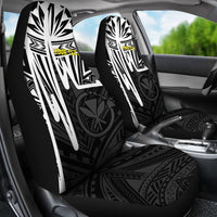 Hawaii Personalised Car Seat Covers - Kanaka Maoli With Polynesian Pattern In Heartbeat Style (Black,White) - Polynesian Pride