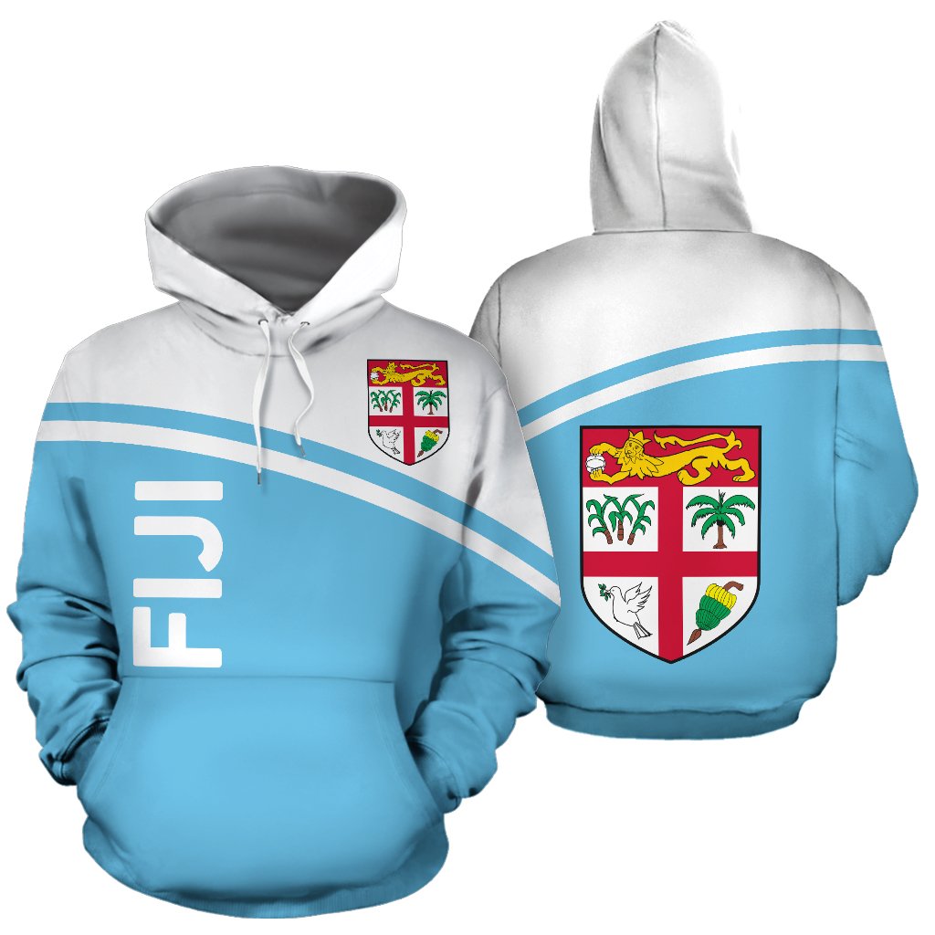 Fiji All Over Hoodie Polynesian Curve Version Unisex White - Polynesian Pride