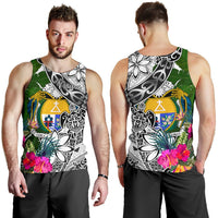 Nauru Men's Tank Top White - Turtle Plumeria Banana Leaf Crest - Polynesian Pride
