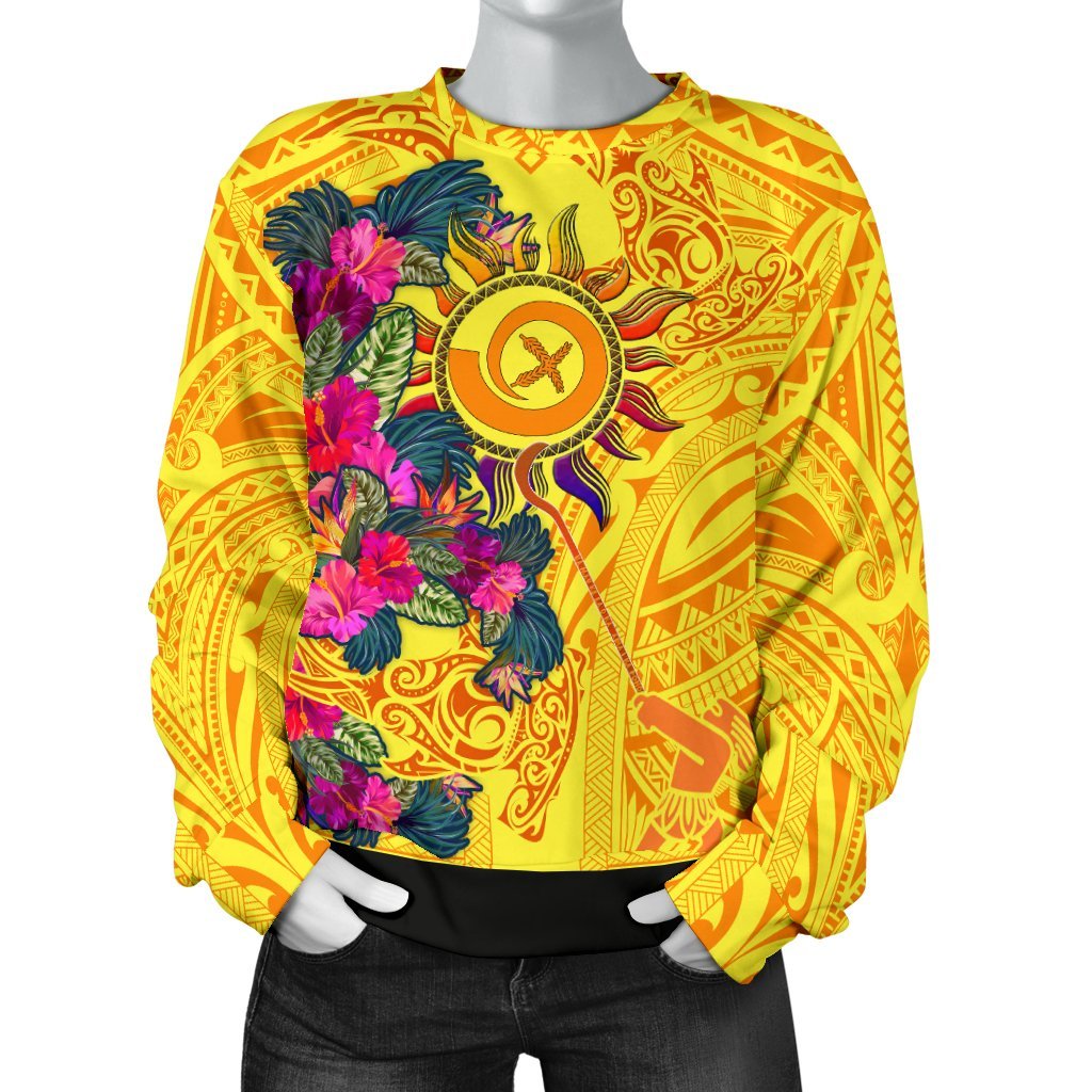 Polynesian Women's sweaters - Vanuatu Symbols With Hibiscus - Polynesian Pride