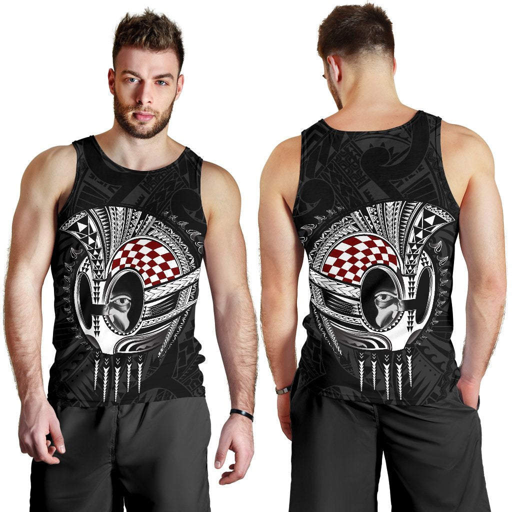 Hawaii Polynesian Warrior Mask 's Tank Top - AH - Toon Style Black - Polynesian Pride