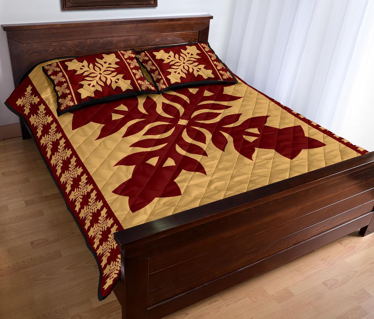 Hawaiian Quilt Pattern Star Flower Quilt Bed Set - Polynesian Pride