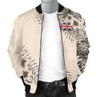 Niue Men's Bomber Jacket - The Beige Hibiscus - Polynesian Pride