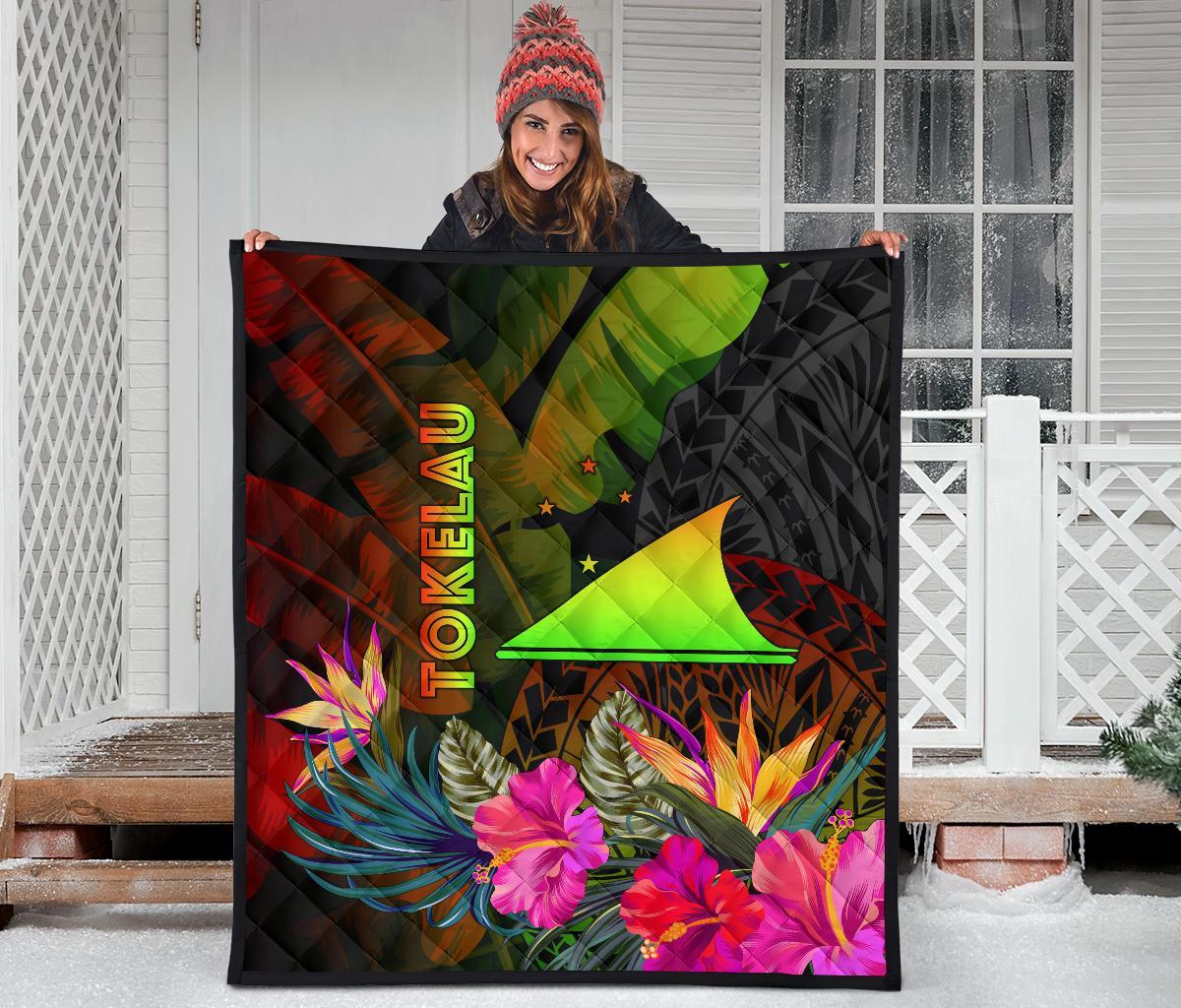 Tokelau Polynesian Premium Quilt - Hibiscus and Banana Leaves - Polynesian Pride
