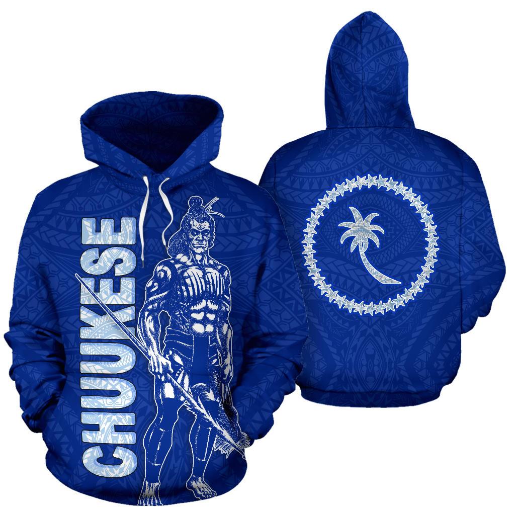 Chuuk Hoodie Micronesia Chuukese Warrior Flag Color Unisex Blue - Polynesian Pride