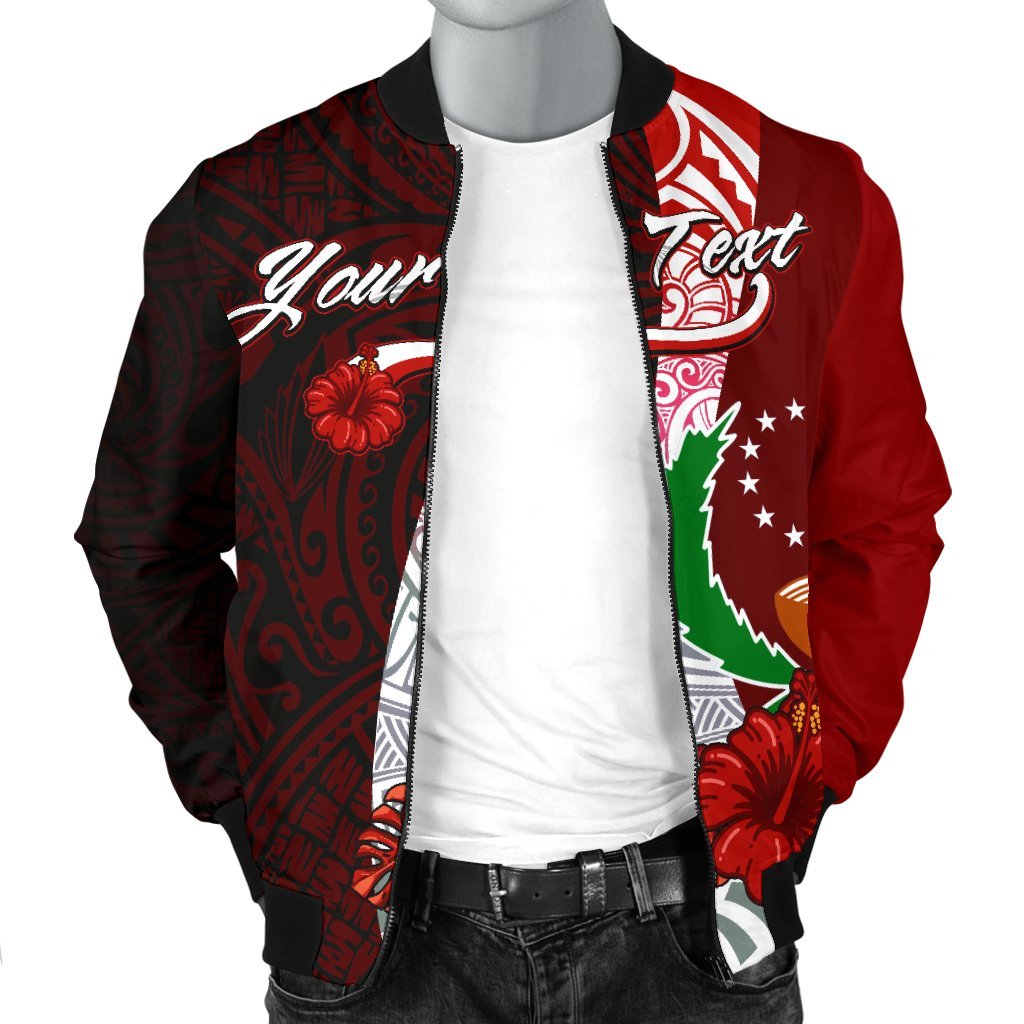Pohnpei Micronesia Custom Personalised Men's Bomber Jacket - Coat Of Arm With Hibiscus - Polynesian Pride