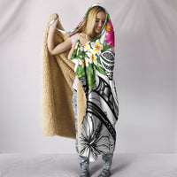 Tonga Polynesian Hooded Blanket - Summer Plumeria (White) - Polynesian Pride