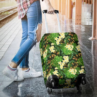 Hawaii Tropical Leaves And Plumeria Luggage Cover - Polynesian Pride