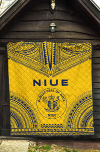 Niue Premium Quilt - Niue Seal Polynesian Chief Yellow Version - Polynesian Pride