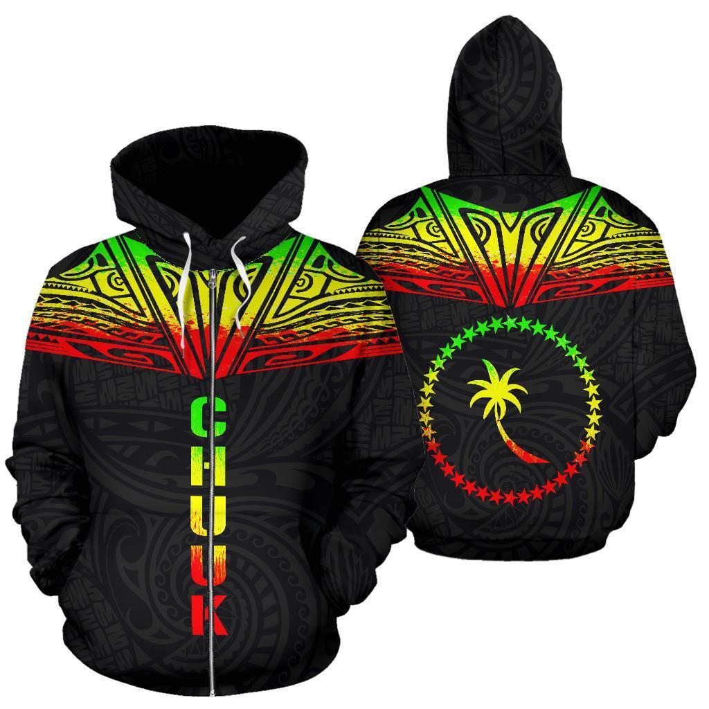 Chuuk All Over Zip up Hoodie Reggae Neck Style Unisex Mix - Polynesian Pride