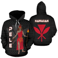 Polynesian Hawaii Hoodie Pele Hawaiian God of the Myths nd Legends Unisex Black - Polynesian Pride
