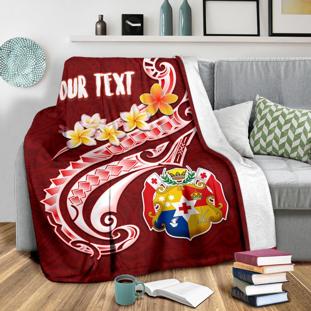 Tonga Personalised Premium Blanket - Tonga Coat Of Arms With Polynesian Patterns - Polynesian Pride