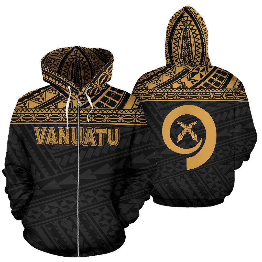 Vanuatu Polynesian Zip up Hoodie Gold Unisex Gold - Polynesian Pride