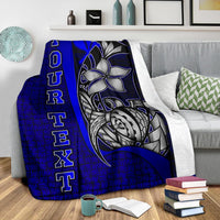 Polynesian Hawaii Custom Personalised Premium Blanket Blue - Turtle with Hook - Polynesian Pride