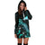 Tokelau Polynesian Hoodie Dress - Turtle With Blooming Hibiscus Turquoise - Polynesian Pride