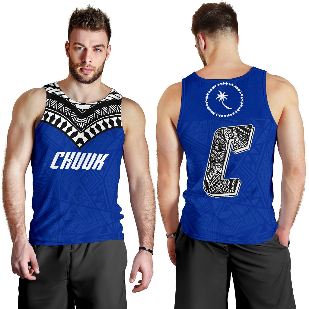 Chuuk Men's Tank Top - Micronesian Pattern Blue - Polynesian Pride