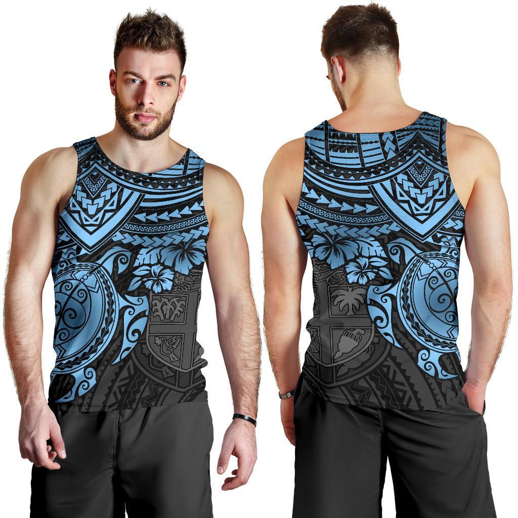 Fiji Polynesian Men's Tank Top - Blue Turtle BLUE - Polynesian Pride