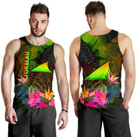 Tokelau Polynesian Men's Tank Top - Hibiscus and Banana Leaves - Polynesian Pride