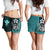 Polynesian Hawaii Women Shorts Turquoise - Turtle with Hook Women TURQUOISE - Polynesian Pride