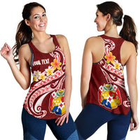 Tonga Personalised Women's Racerback Tank - Tonga Coat Of Arms With Polynesian Patterns - Polynesian Pride