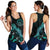 Palau Polynesian Women Tank Top - Turtle With Blooming Hibiscus Turquoise - Polynesian Pride