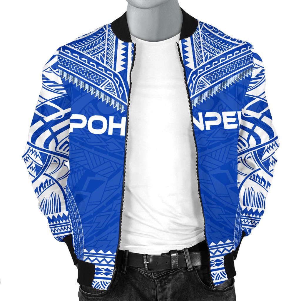 Pohnpei Flag Polynesian Chief Men's Bomber Jacket - Polynesian Pride