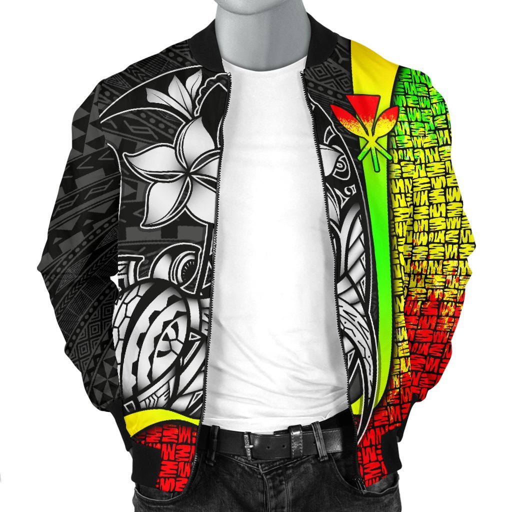 Polynesian Hawaii Men Bomber Jacket Reggae - Turtle with Hook - Polynesian Pride