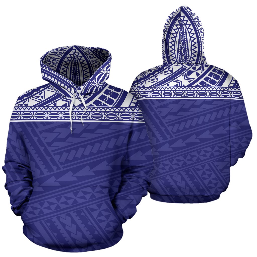Poly All Over Hoodie Polynesian Blue Version Unisex White - Polynesian Pride