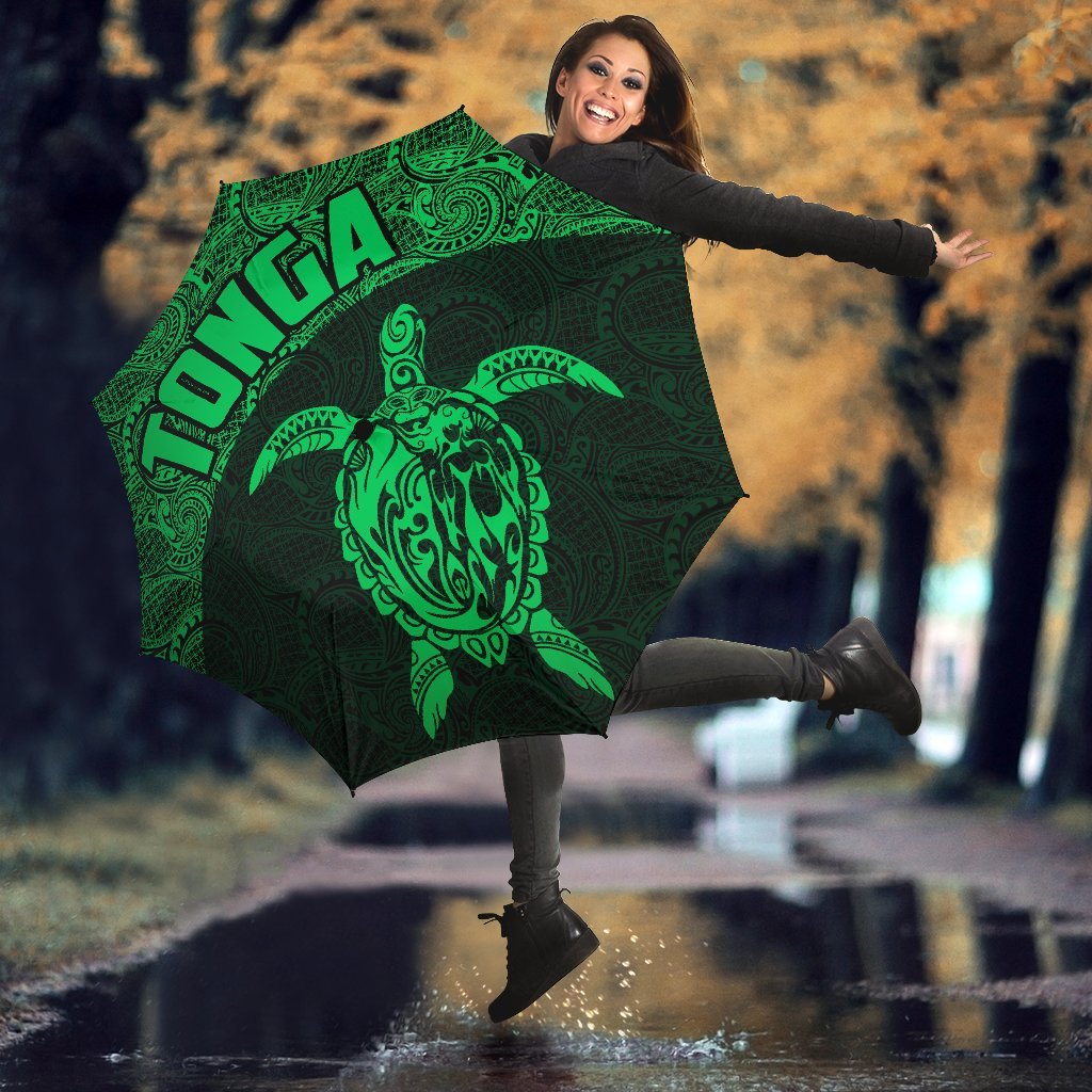 Tonga Umbrella Turtle Mermaid Polynesian Pattern Green - Polynesian Pride