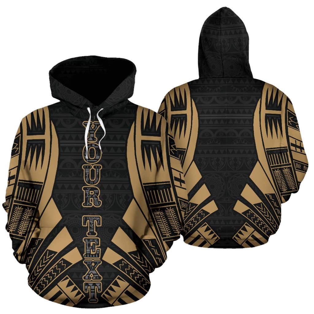 Poly All Over Custom Hoodie Polynesian Tattoo Gold Style Unisex Black - Polynesian Pride