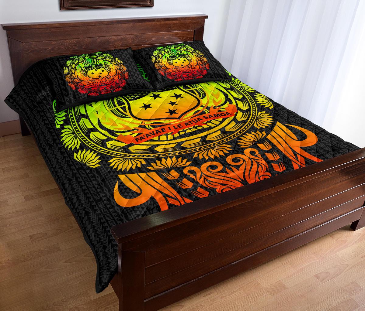 Samoa Polynesian Quilt Bed Set - Tattoo Pattern With Seal - Polynesian Pride
