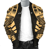 Society Islands Men Bomber Jackets - Polynesian Tattoo Gold - Polynesian Pride