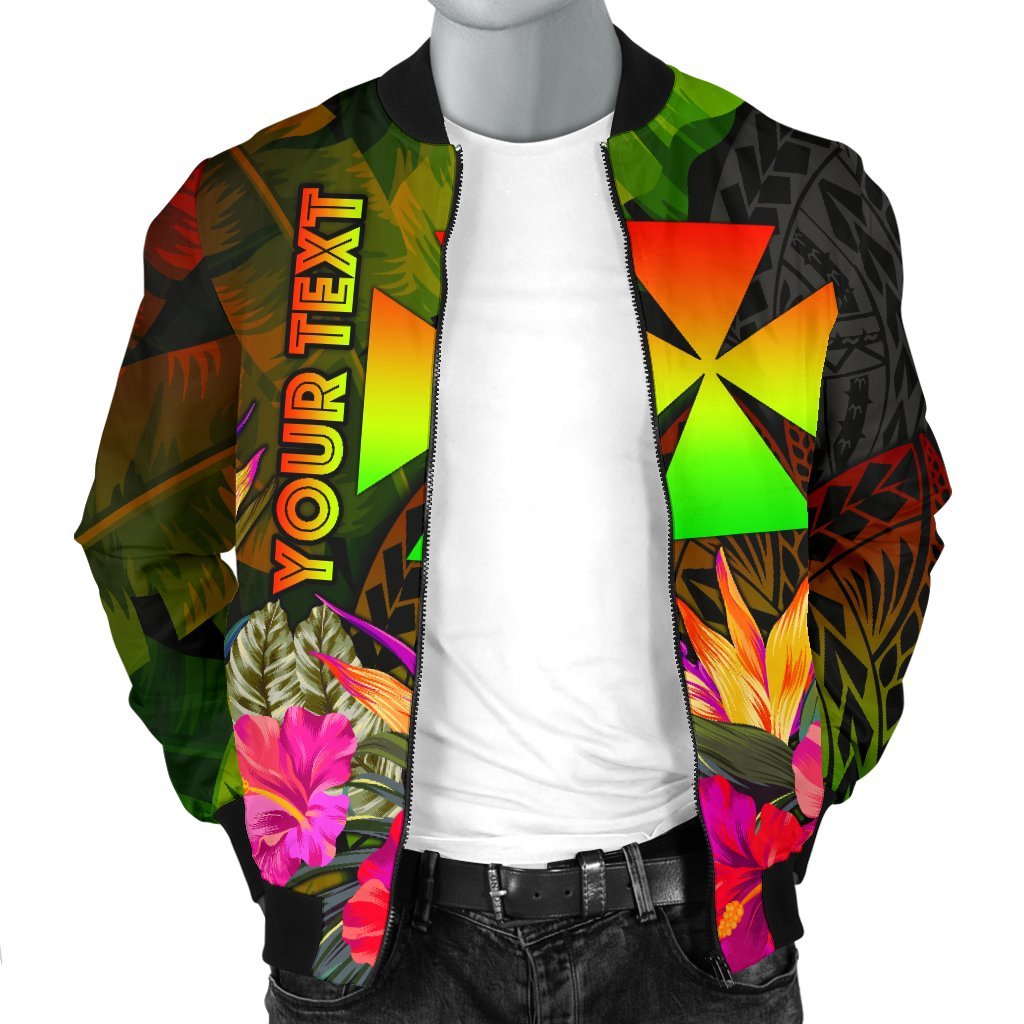 Wallis and Futuna Polynesian Personalised Men's Bomber Jacket - Hibiscus and Banana Leaves - Polynesian Pride