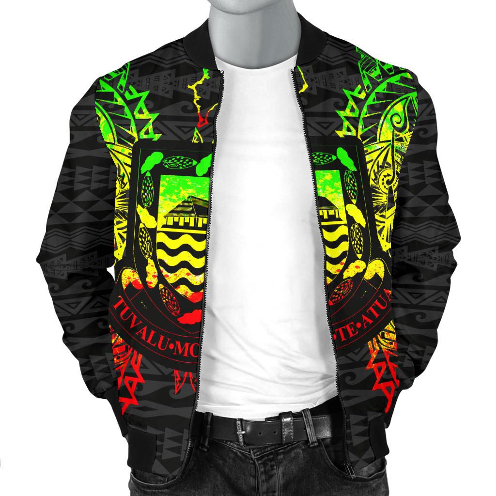 Tuvalu Polynesian Men's Bomber Jacket Map Reggae - Polynesian Pride