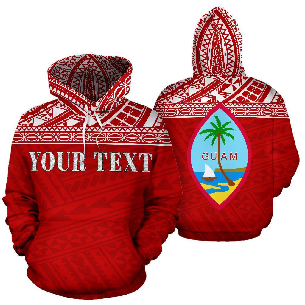 Guam Polynesian All Over Custom Hoodie Red Horizontal Style Unisex Red - Polynesian Pride