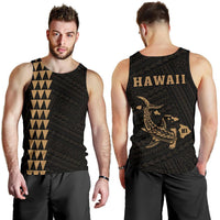 Hawaii Kakau Polynesian Hammerhead Shark Map Men's Tank Top - Gold Gold - Polynesian Pride