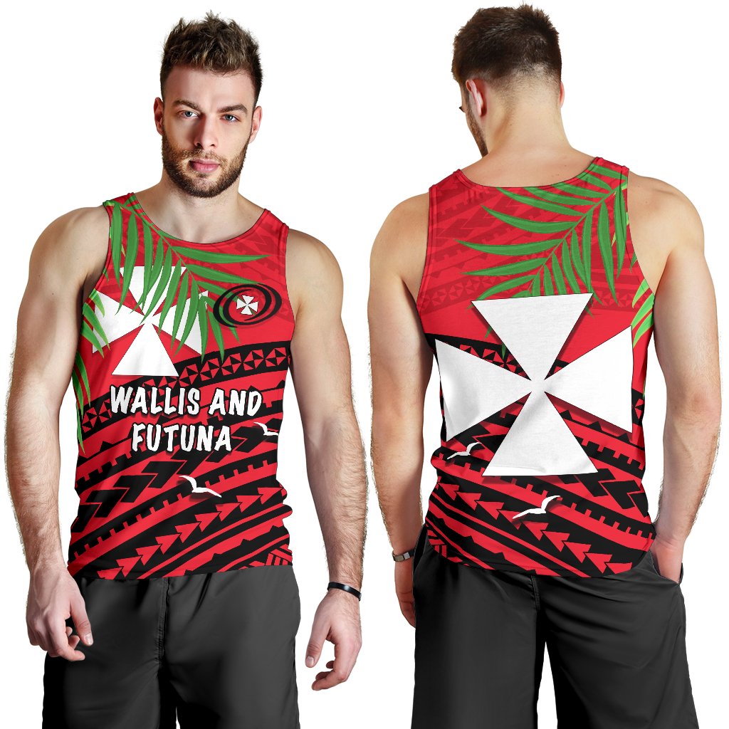 Wallis and Futuna Rugby Men's Tank Top Coconut Leaves - Polynesian Pride