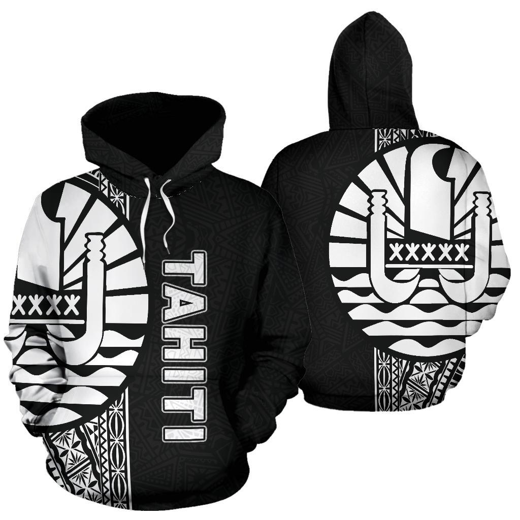 Tahiti (French Polynesia) Polynesian Hoodie White Line Unisex White - Polynesian Pride