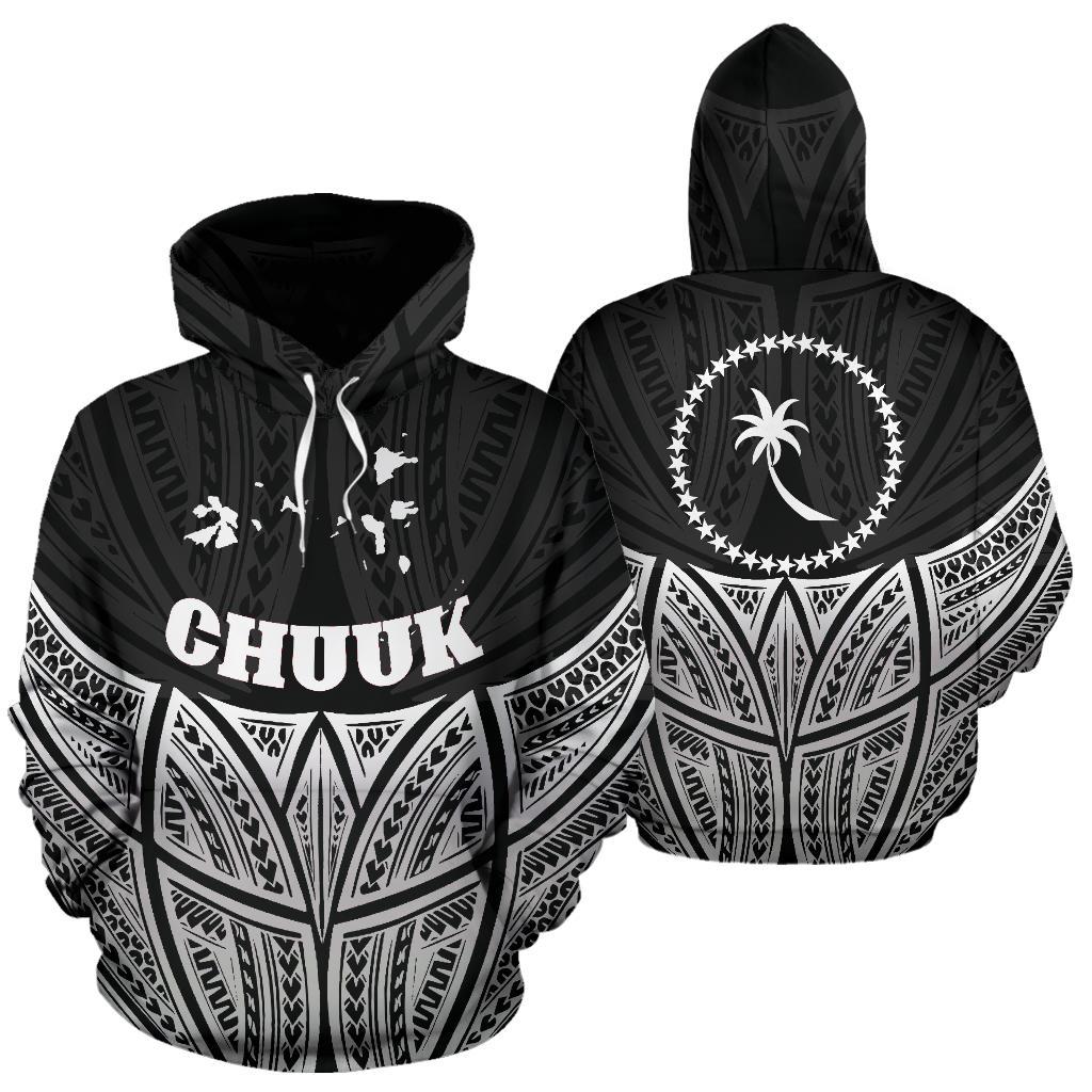 Chuuk Polynesian Hoodie Black Pride Map nd Seal Unisex Black - Polynesian Pride