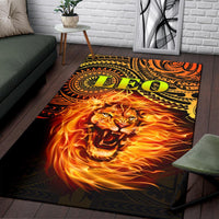 Sun In Leo Zodiac Area Rug Polynesian Tattoo Unique Vibes - Polynesian Pride
