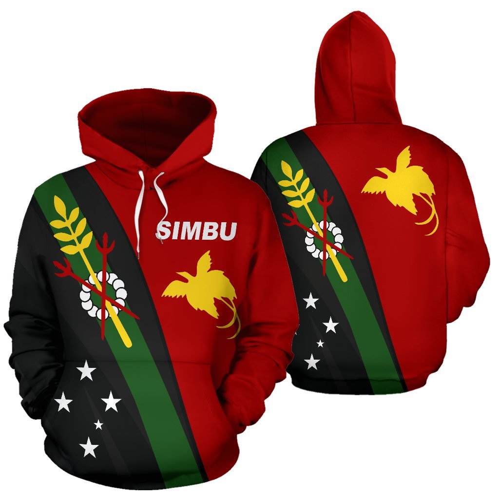 Simbu Papua New Guinea Hoodie Simbu Coat of Arms Unisex Red mix Green and Black - Polynesian Pride