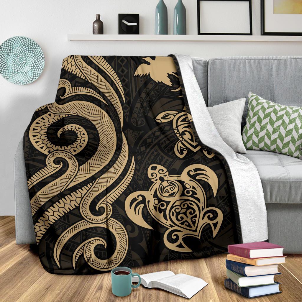 Papua New Guinea Premium Blanket - Gold Tentacle Turtle - Polynesian Pride