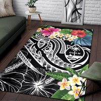 Guam Polynesian Area Rug - Summer Plumeria (Black) - Polynesian Pride