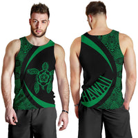 Hawaii Turtle Polynesian Men's Tank Top - Circle Style - Green AH Black & Blue - Polynesian Pride