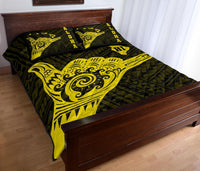 Hawaii Shaka Map Polynesian Quilt Bed Set - Yellow - Polynesian Pride