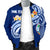 Guam Personalised Men's Bomber Jacket - Guam Seal Polynesian Patterns Plumeria (Blue) - Polynesian Pride