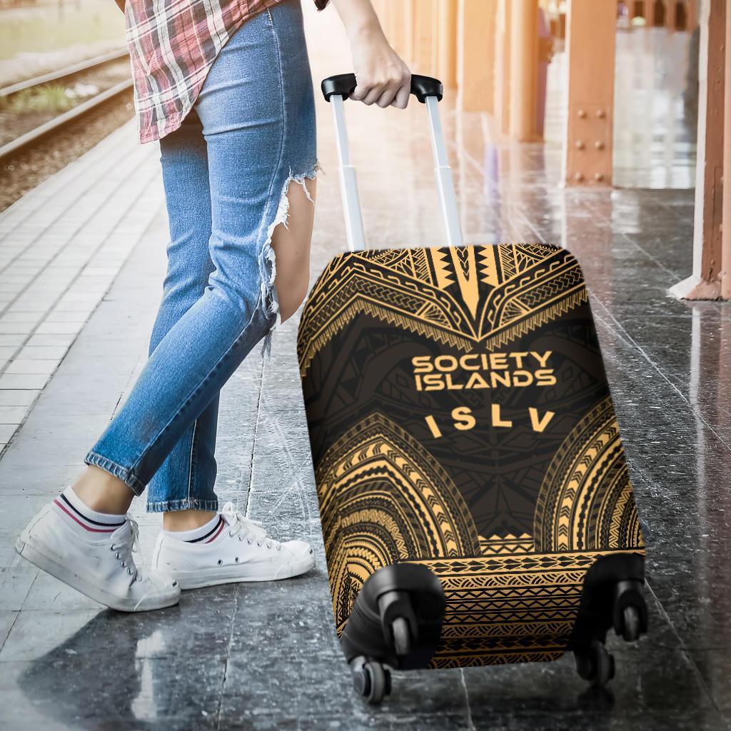 Society Islands Polynesian Chief Luggage Cover - Gold Version - Polynesian Pride