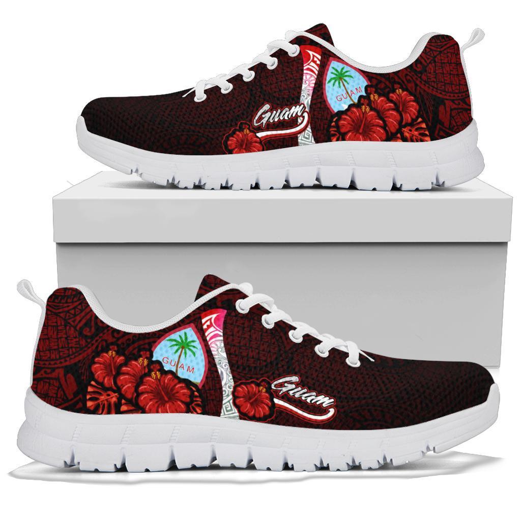 Guam Polynesian Sneakers - Coat Of Arm With Hibiscus - Polynesian Pride